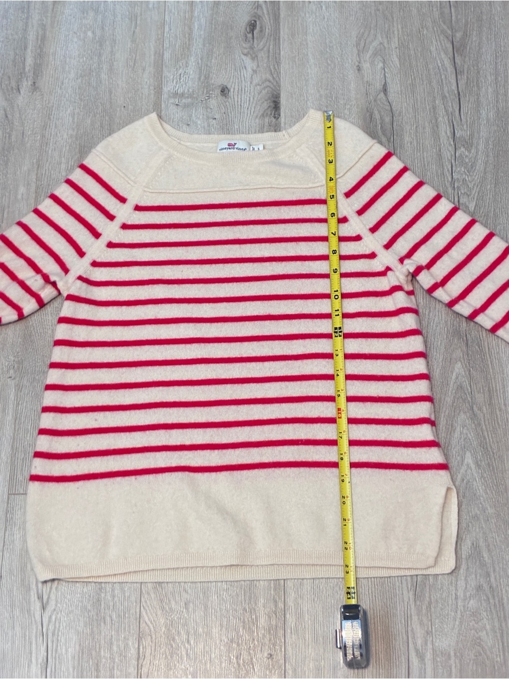 Vineyard Vines Wool Cashmere Striped Sweater Ivory Raspberry Pink Size Small - Picture 9 of 10